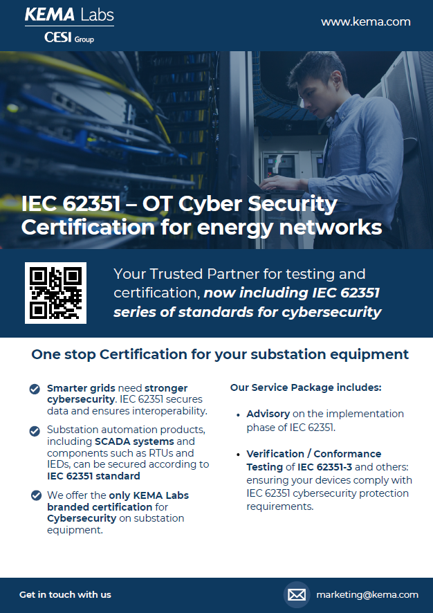 IEC 62351 – OT Cyber Security Certification for energy networks